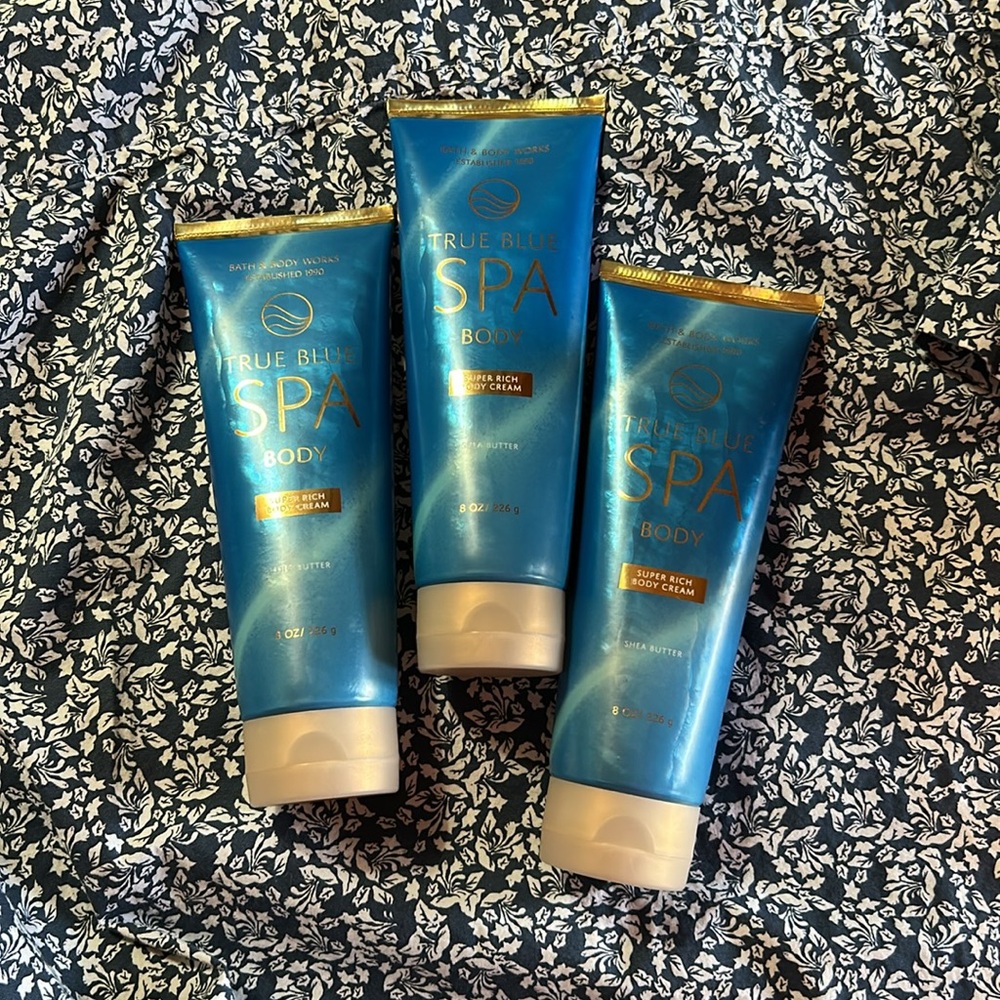 THREE 8 oz. Bath & Body Works True Blue Spa Super Rich Body Cream Lotion